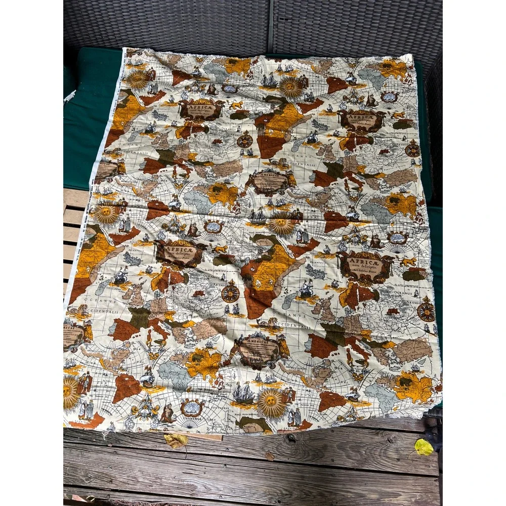 Vintage 5th Avenue Designs Africa Nova Descriptio Map Fabric Screen Print 48x46